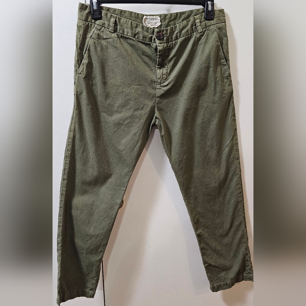 Current Elliot The Captain Trouser Pants Army Green Relaxed 100% Cotton Size 29
